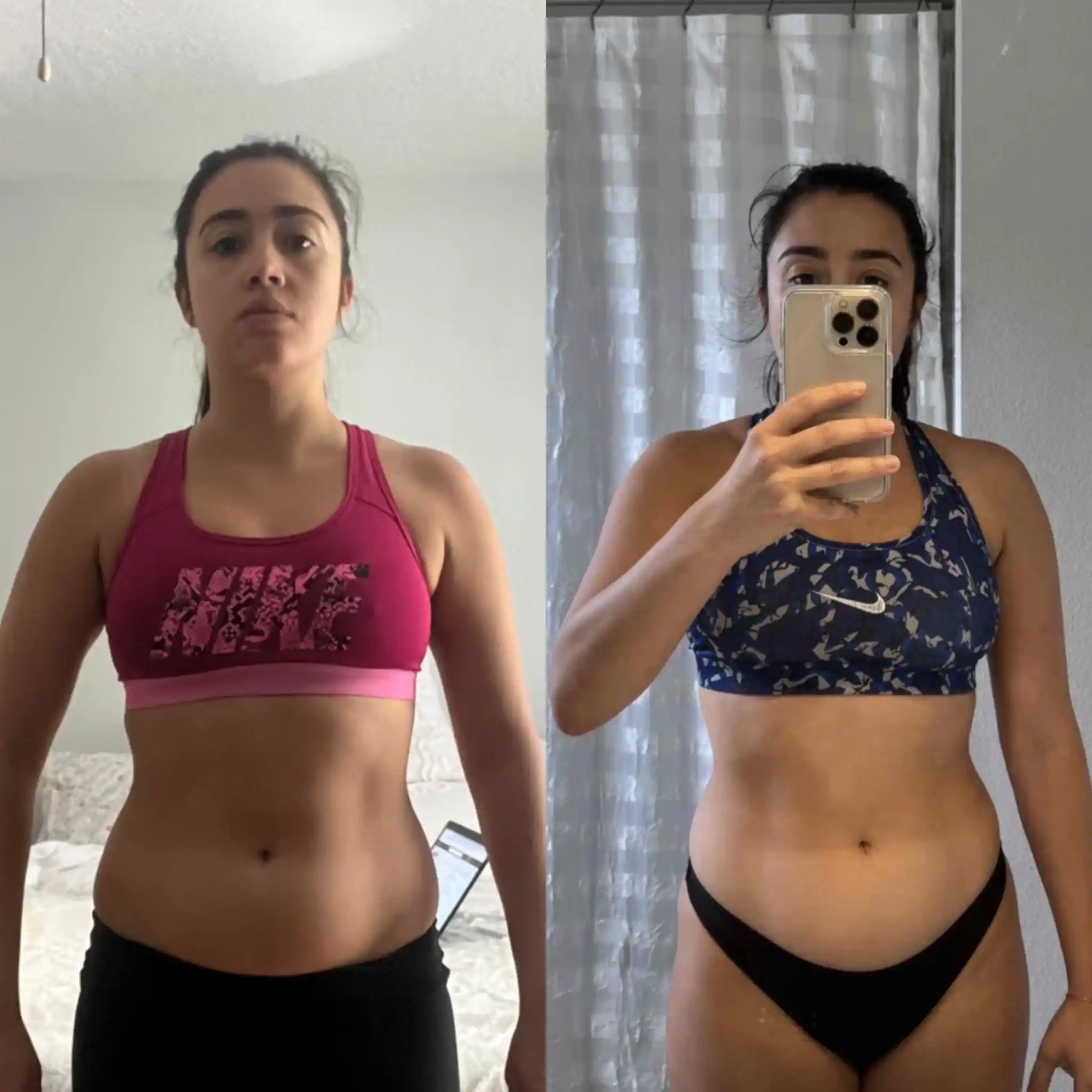 Salaar Pourkhalili's female client losing upper body fat after using his program