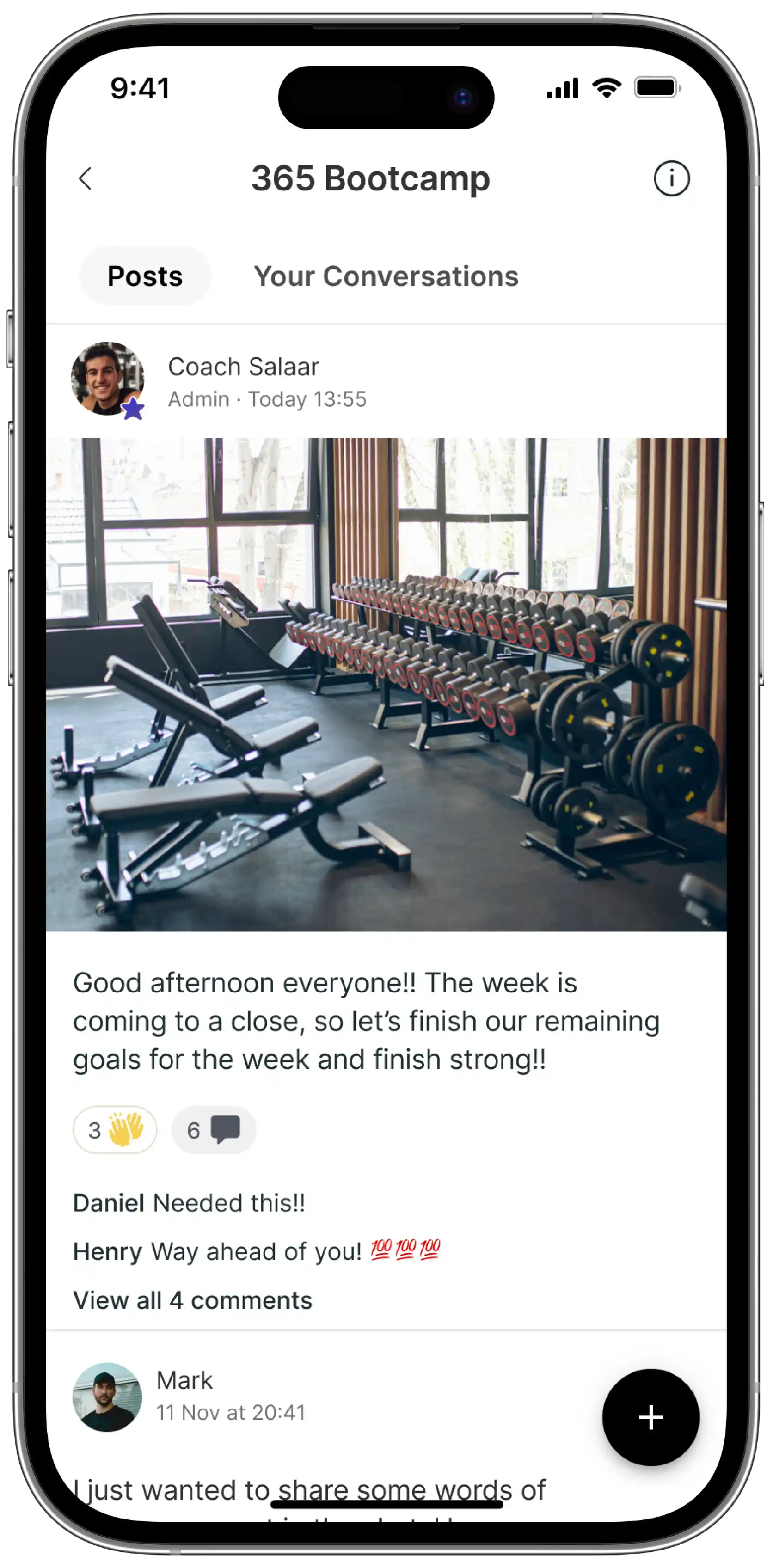 Salaar Pourkhalili's app showcasing the social feed